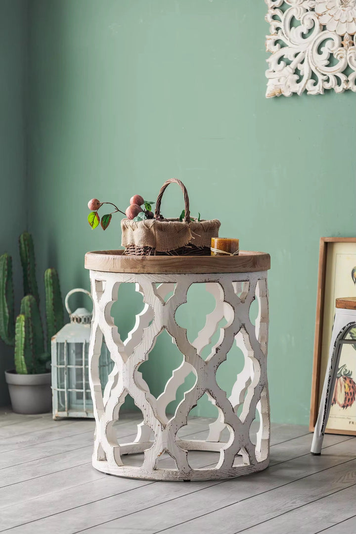 Rustic Carved Metal Coffee Table Set