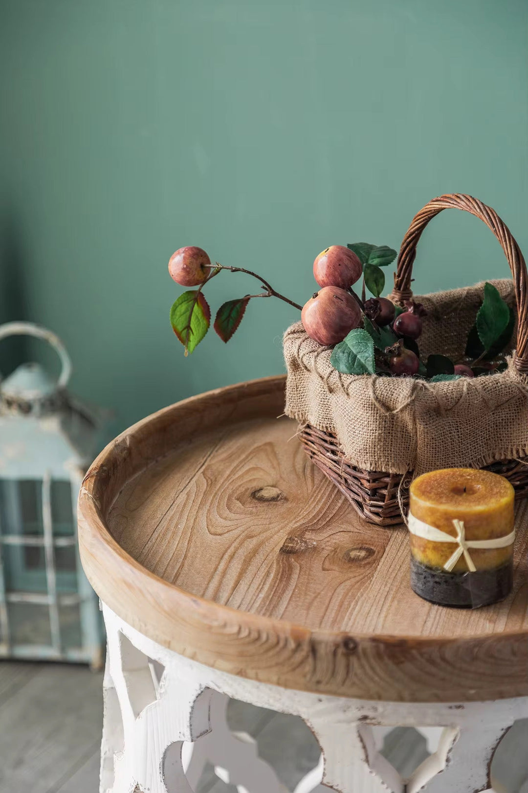 Rustic Carved Metal Coffee Table Set