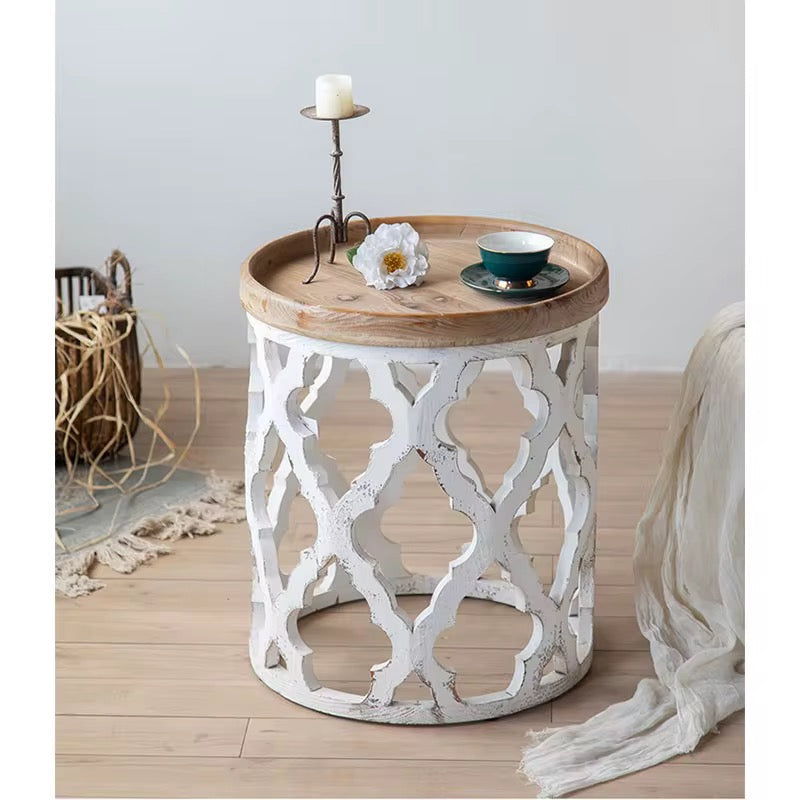 Rustic Carved Metal Coffee Table Set