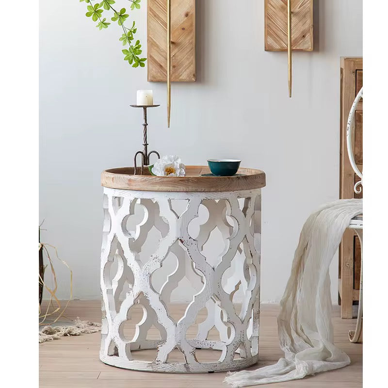 Rustic Carved Metal Coffee Table Set