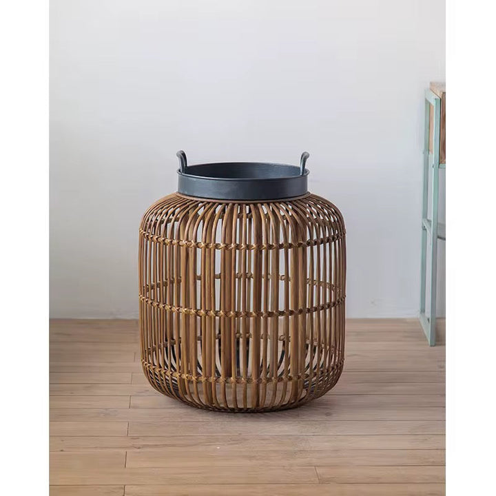 Rattan Lantern with Metal Top