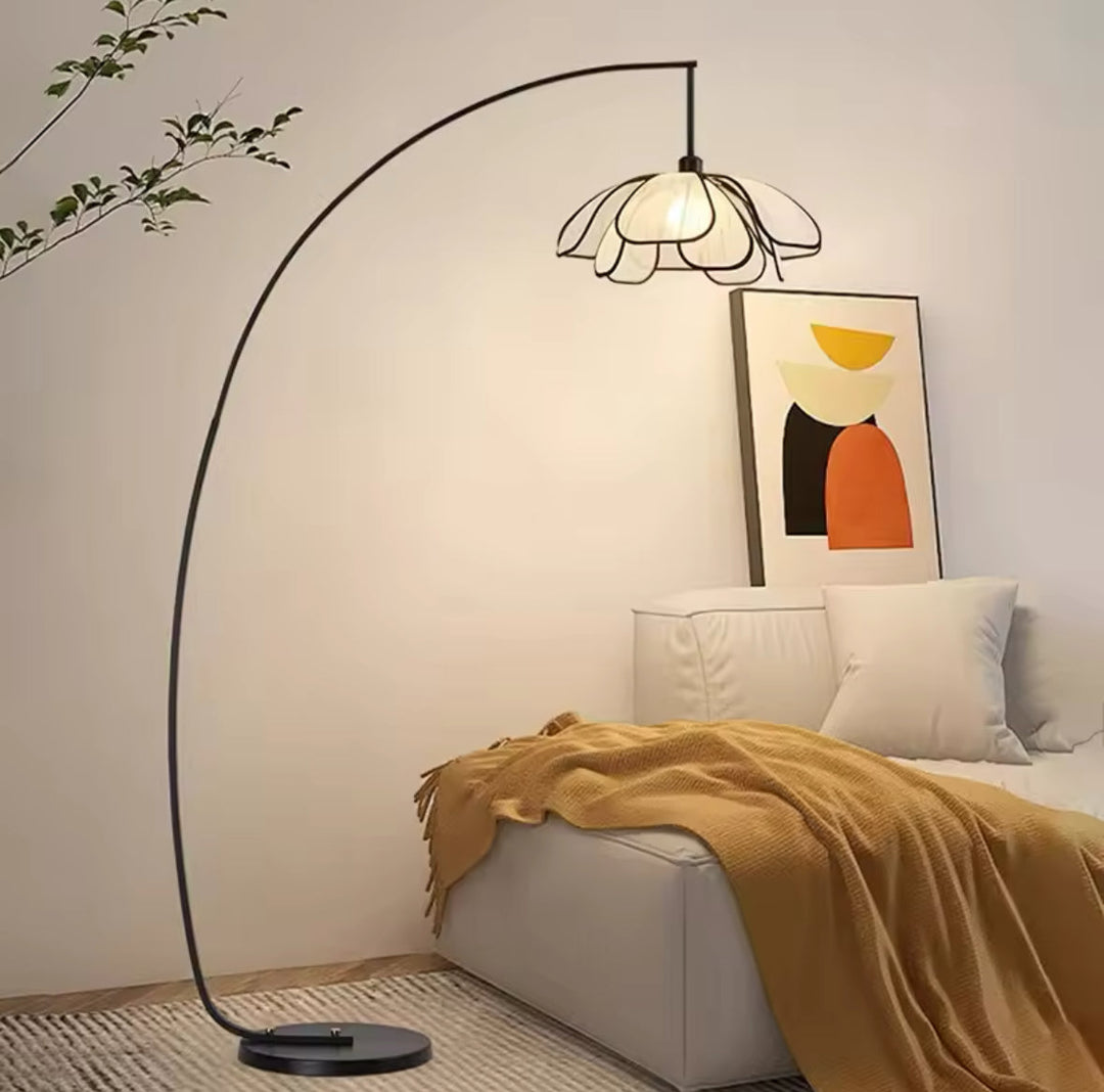 Modern Arc Floor Lamp with Flower-Shaped Shade