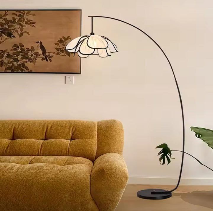 Modern Arc Floor Lamp with Flower-Shaped Shade