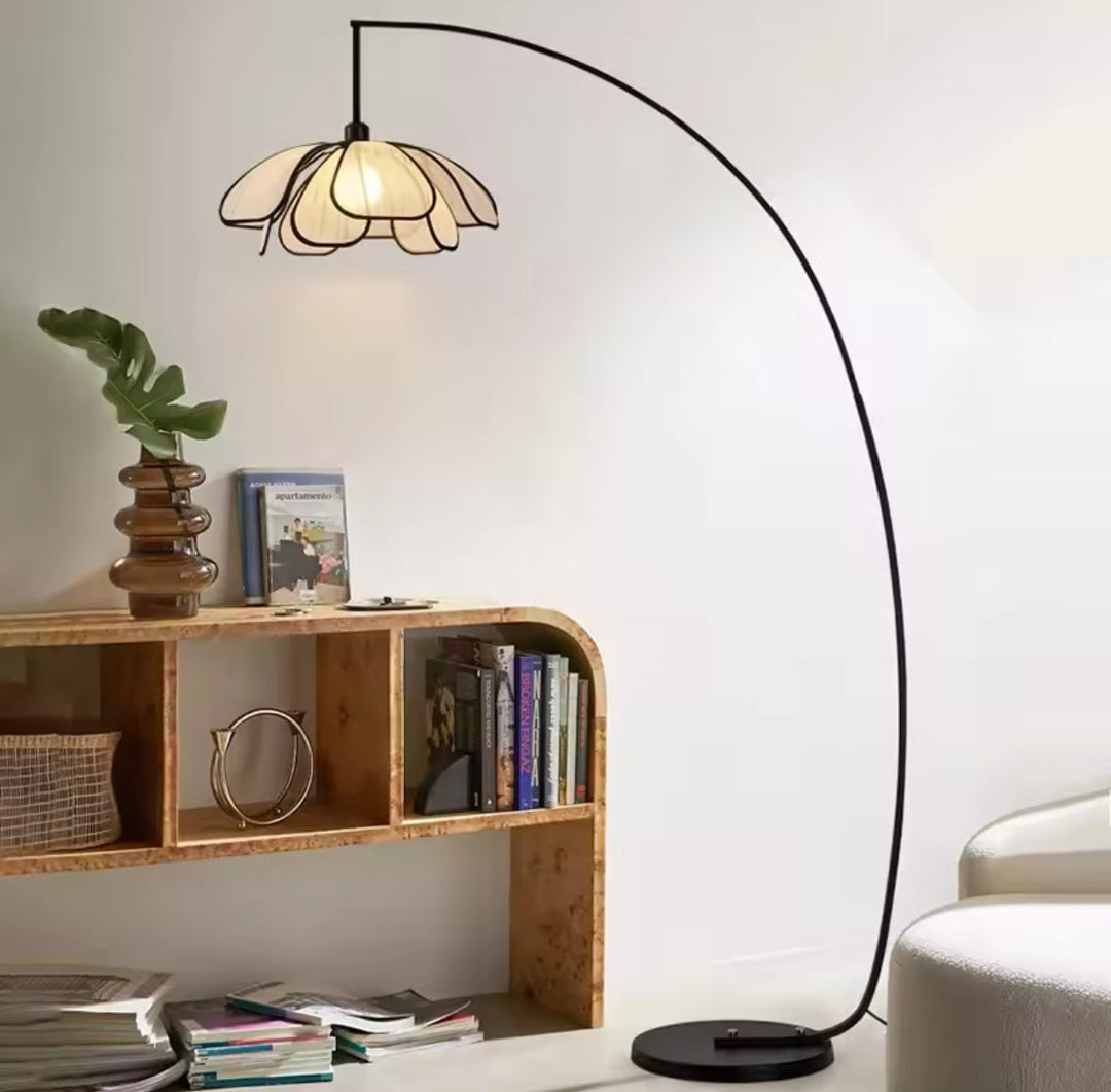 Modern Arc Floor Lamp with Flower-Shaped Shade