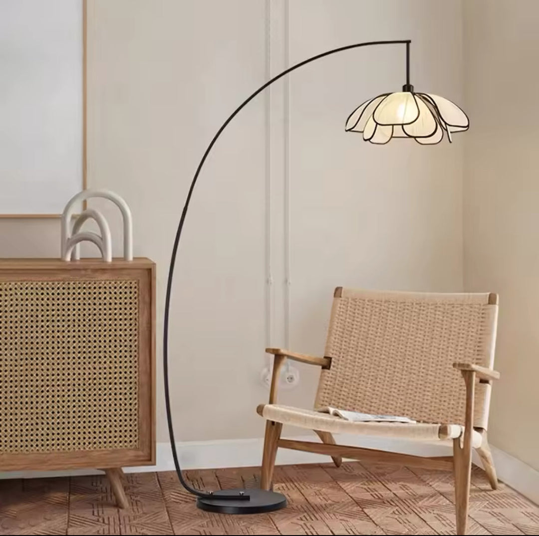 Modern Arc Floor Lamp with Flower-Shaped Shade