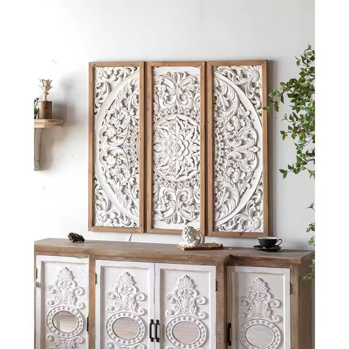 Carved Floral Wall Panel Set