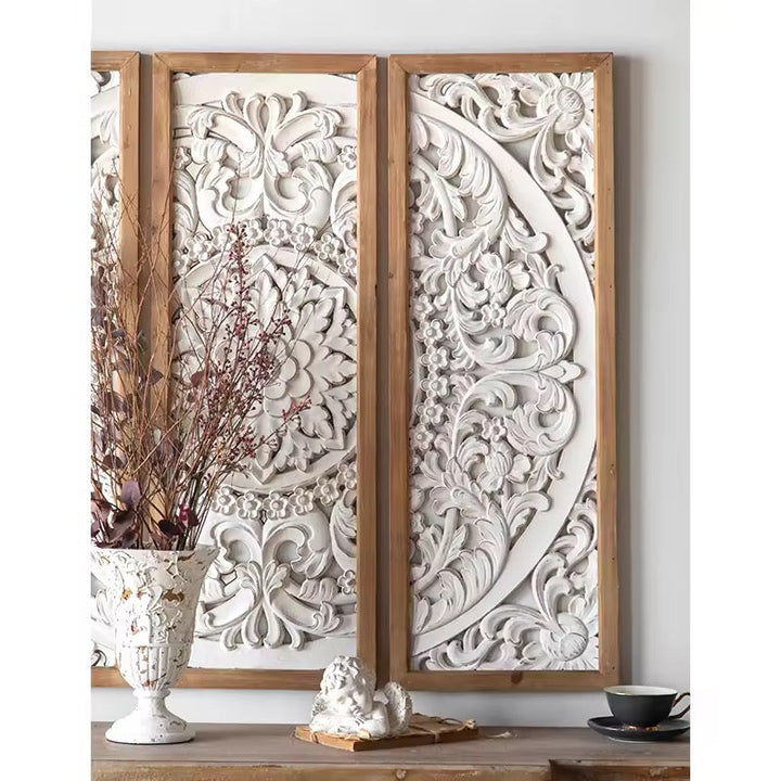 Carved Floral Wall Panel Set