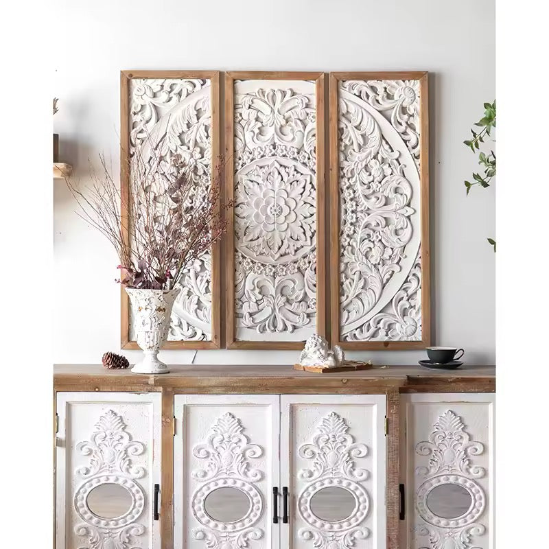 Carved Floral Wall Panel Set