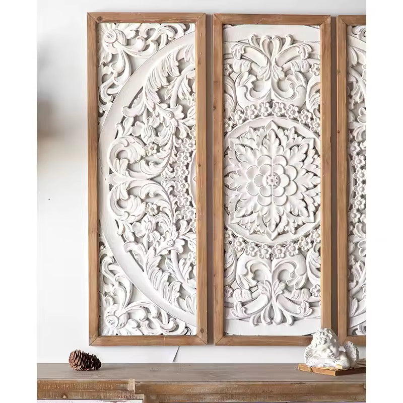 Carved Floral Wall Panel Set