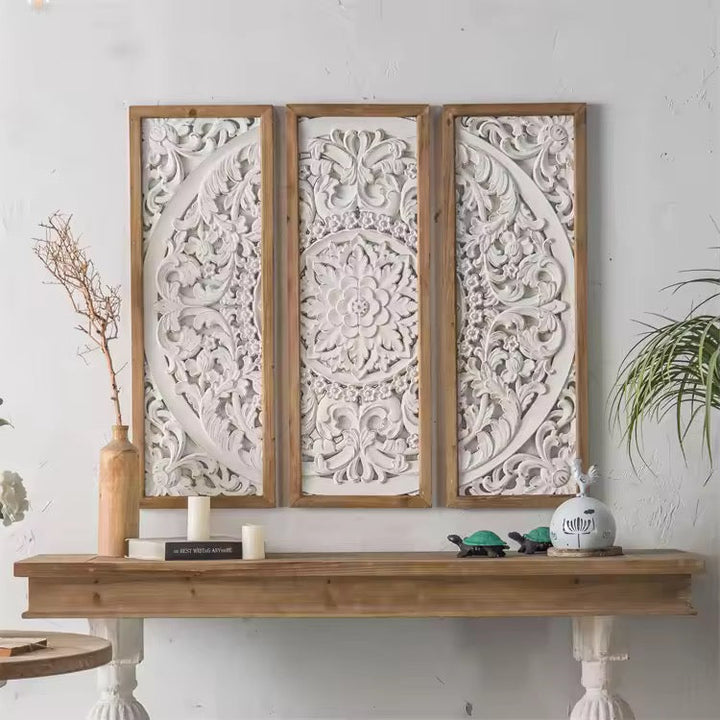 Carved Floral Wall Panel Set