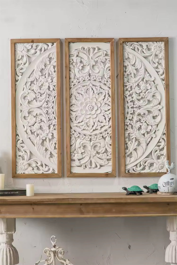 Carved Floral Wall Panel Set