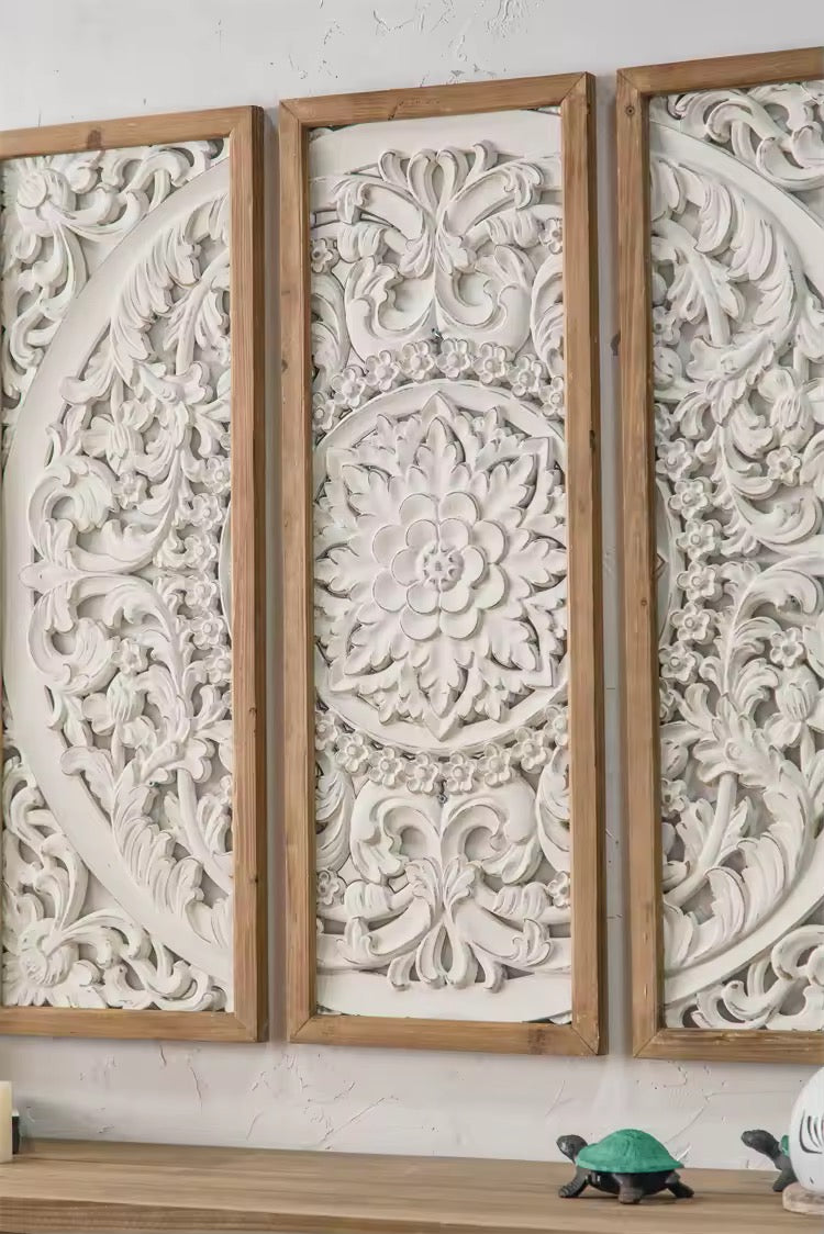 Carved Floral Wall Panel Set