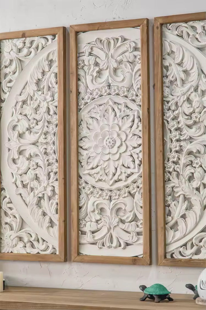 Carved Floral Wall Panel Set