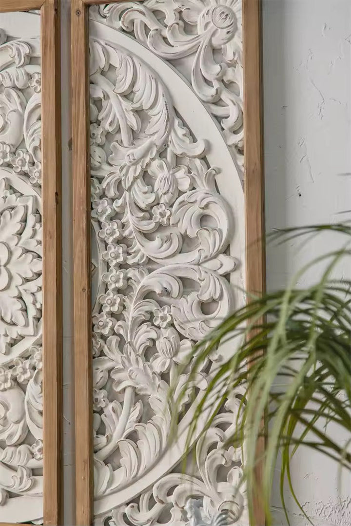Carved Floral Wall Panel Set