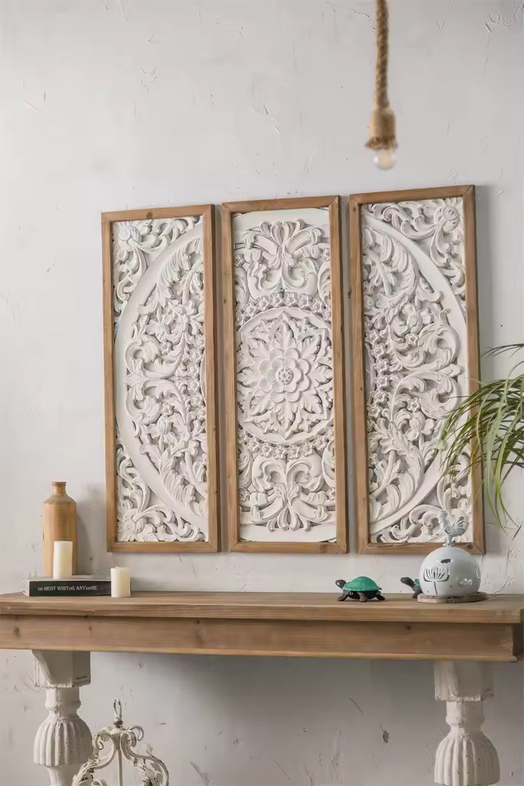 Carved Floral Wall Panel Set