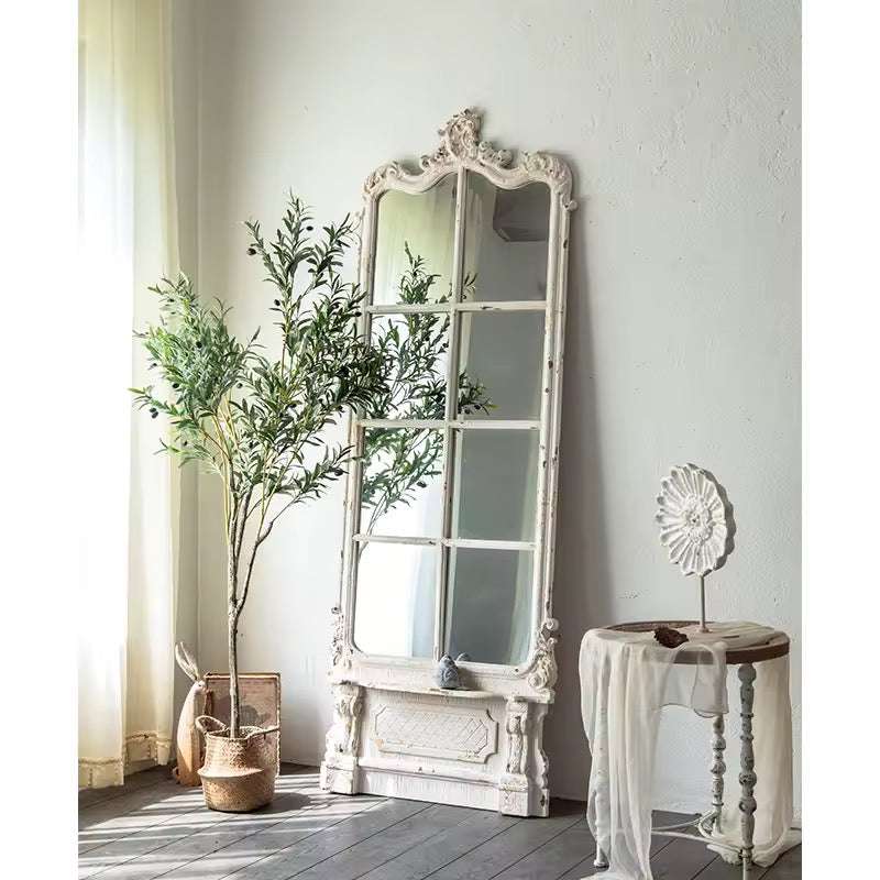 VINTA - Vintage White Ornate Full-Length Mirror