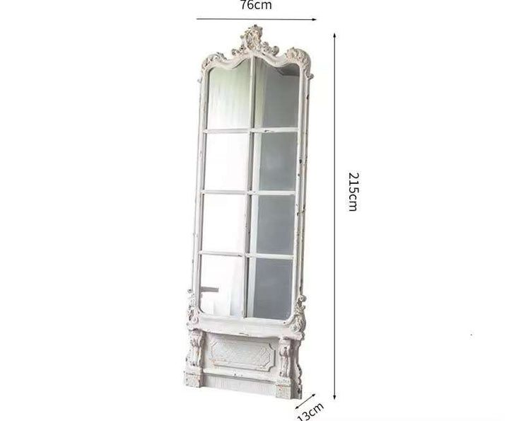 VINTA - Vintage White Ornate Full-Length Mirror