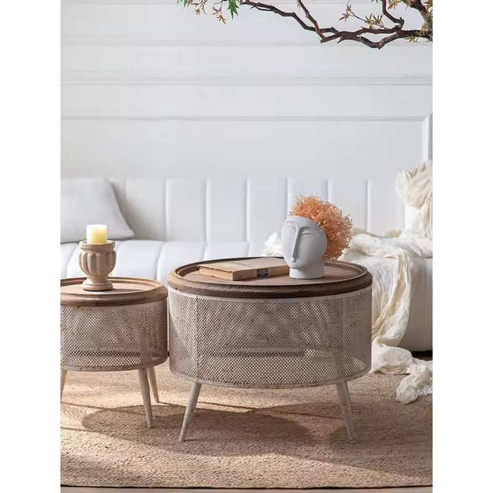 Round Mesh Storage Coffee Tables