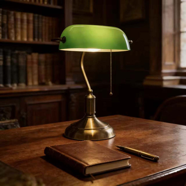Heritage - Classic Brass Banker Table Lamp