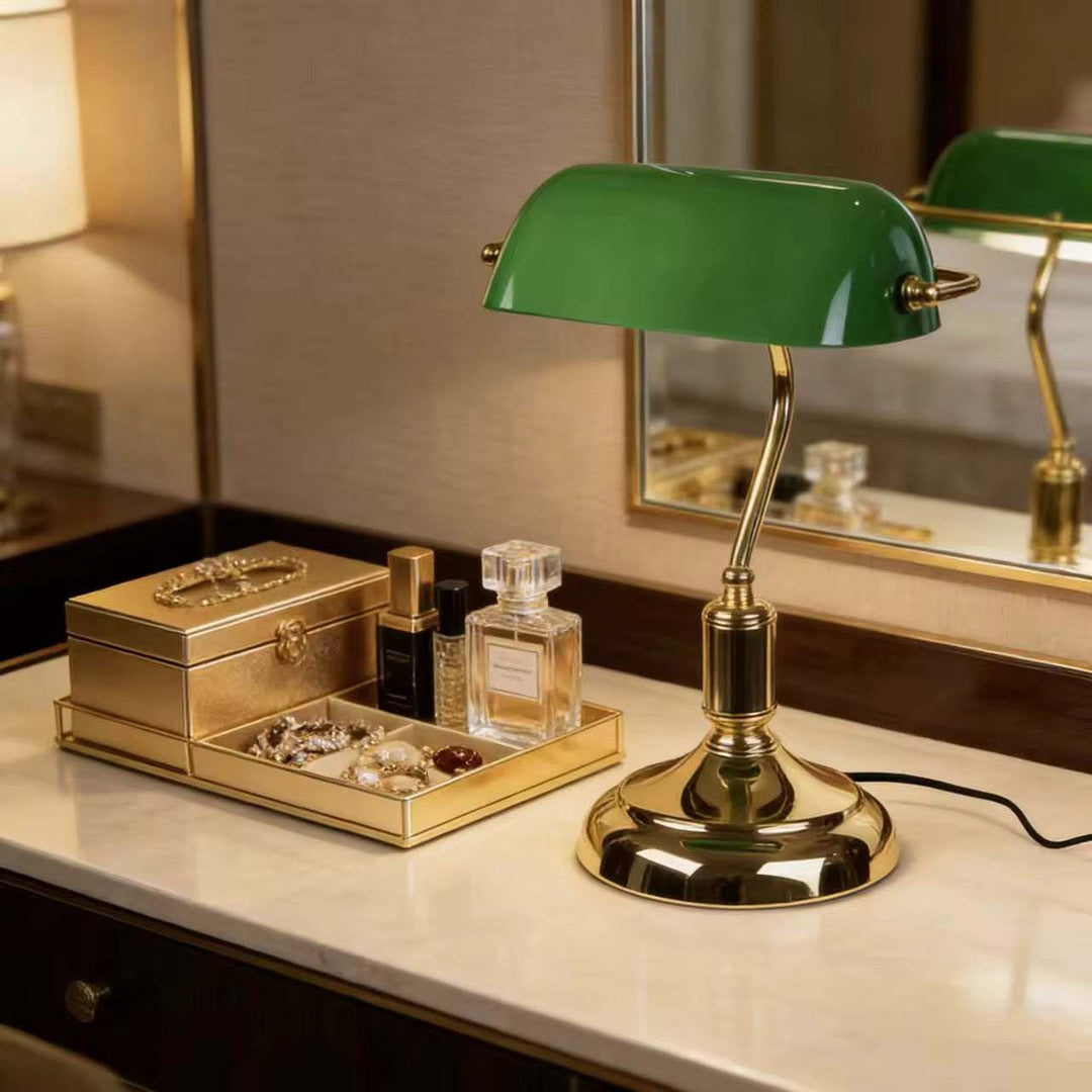 Heritage - Classic Brass Banker Table Lamp