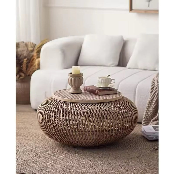 Round Woven Rattan Coffee Table