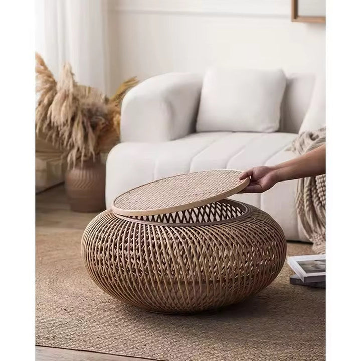 Round Woven Rattan Coffee Table