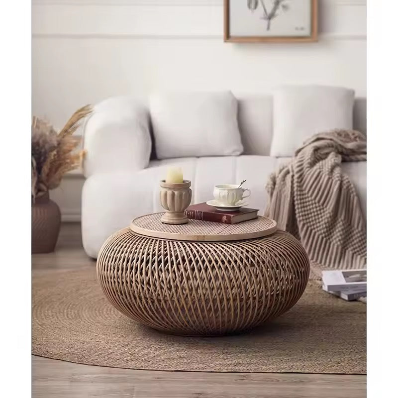 Round Woven Rattan Coffee Table