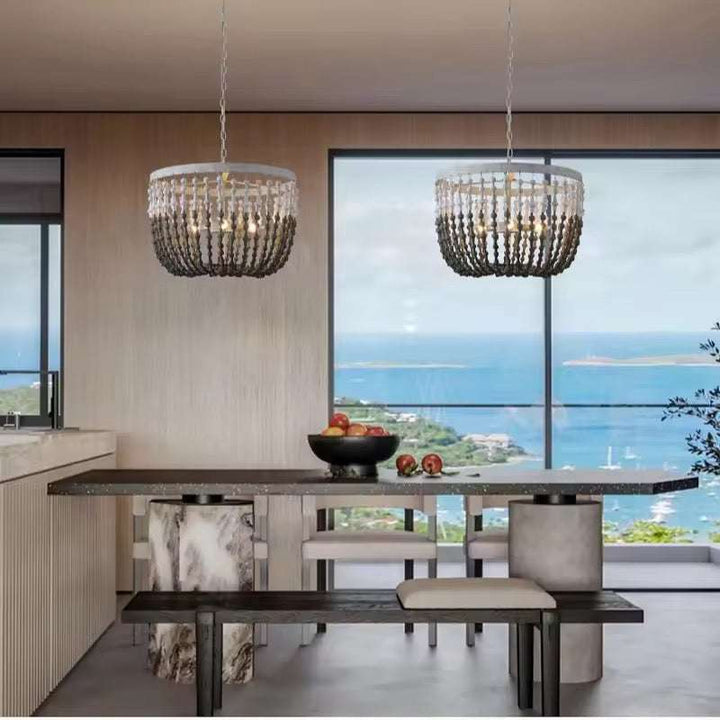 White & Grey Beaded Chandelier