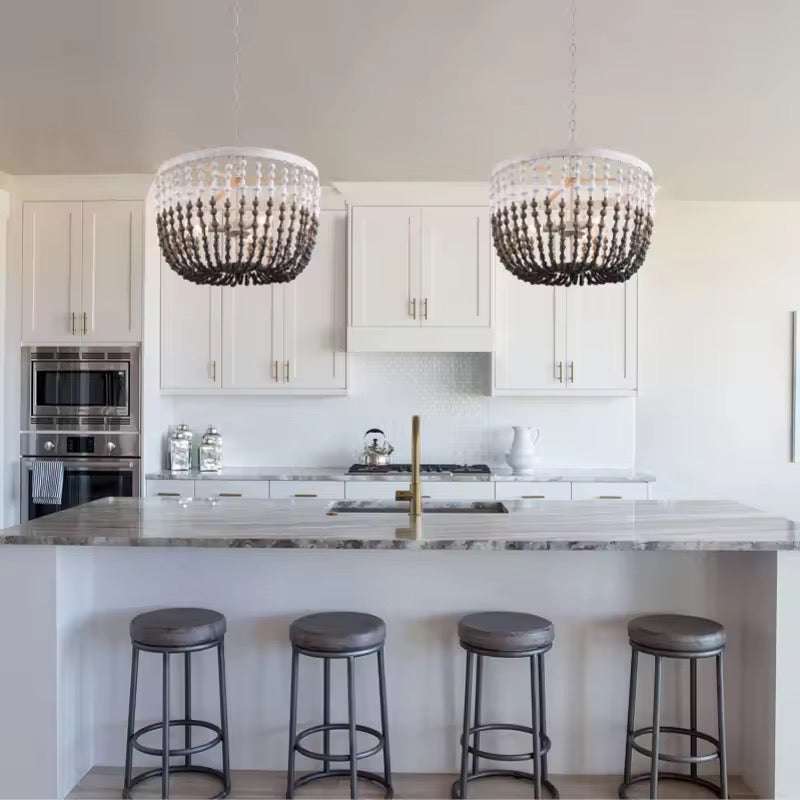 White & Grey Beaded Chandelier