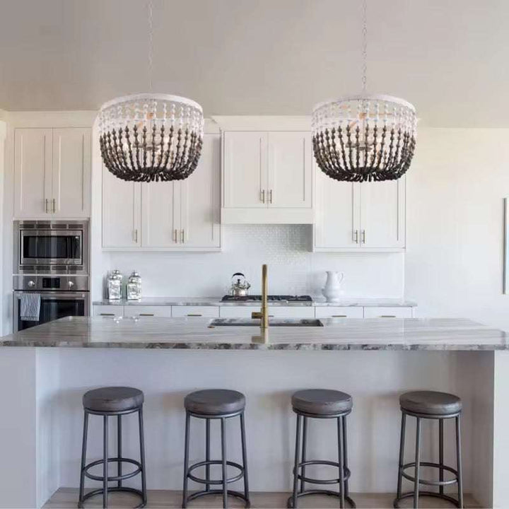 White & Grey Beaded Chandelier