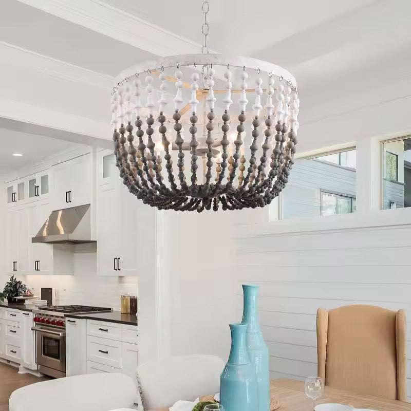 White & Grey Beaded Chandelier