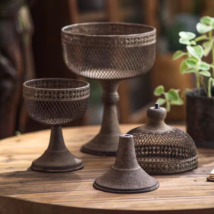 Set of 3 Vintage Pedestal Metal Planters