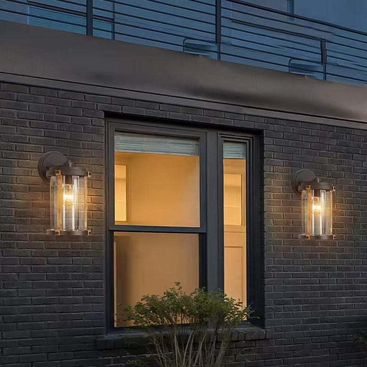 Industrial Black & Brass Outdoor Wall Light