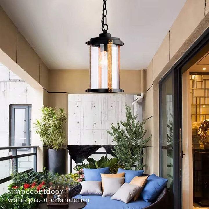 Black & Brass Hanging Outdoor Lantern