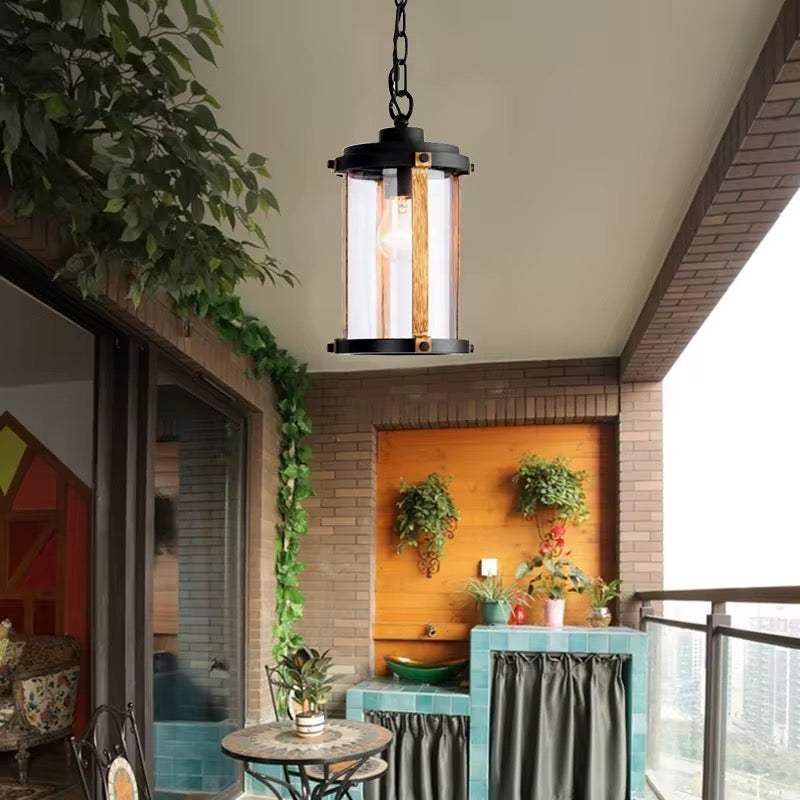 Black & Brass Hanging Outdoor Lantern