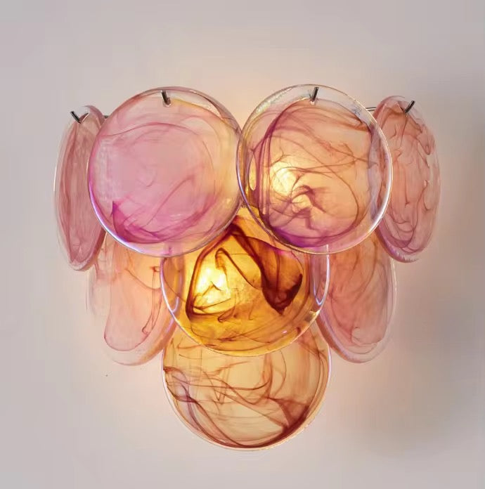 Pink-Green-Blue Art Glass Wall Light