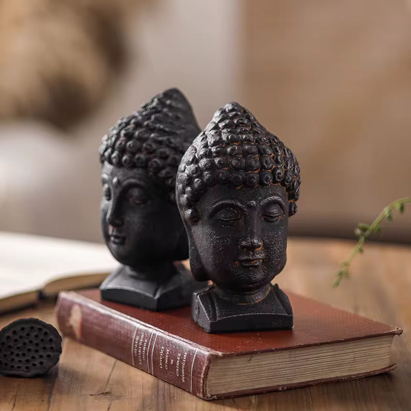 Vintage Buddha Head Bookends