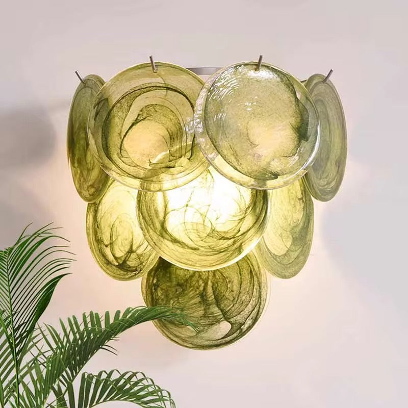 Pink-Green-Blue Art Glass Wall Light