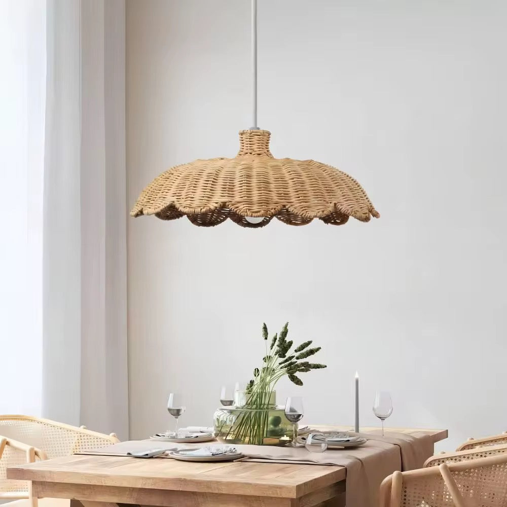 Woven Bamboo Petal Rattan Pendant