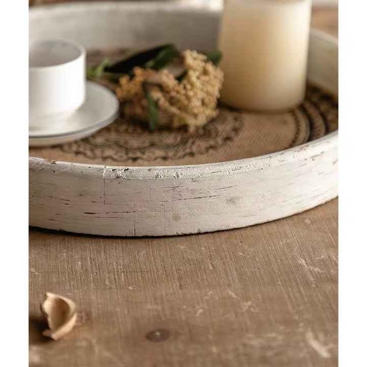 Round Mandala Wood Serving Tray Set of 2