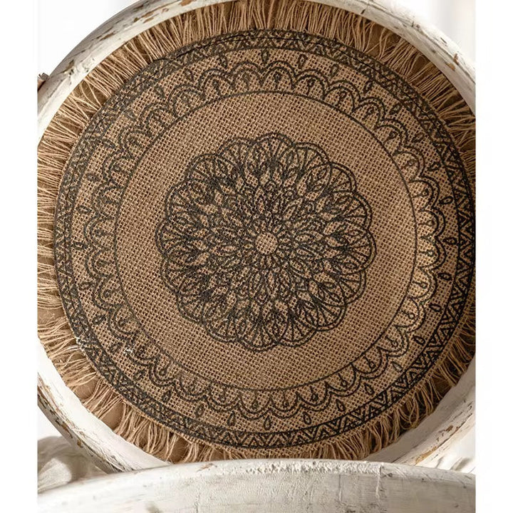 Round Mandala Wood Serving Tray Set of 2