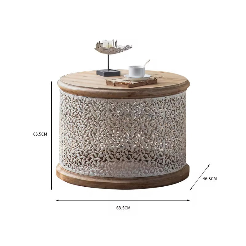Carved Drum Coffee Tables