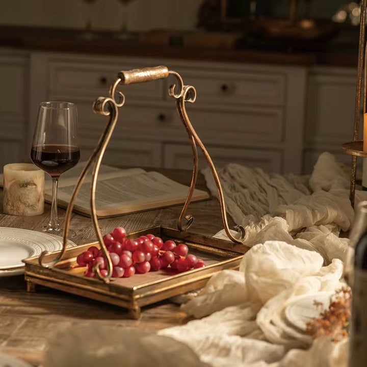 Set of 2 Vintage Gold Serving Stands