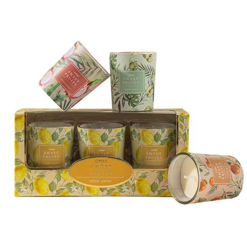 Sweet Fruity Scented Candle Set – Fresh Lemon