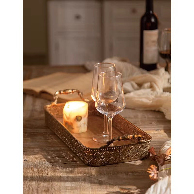 Antique Gold Embossed Rectangular Tray