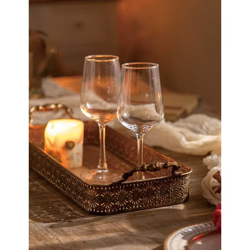 Antique Gold Embossed Rectangular Tray