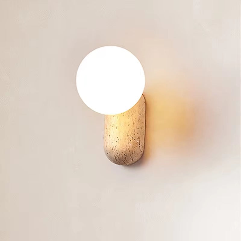Modern Aged Brass Wall Sconce with Opal Globe