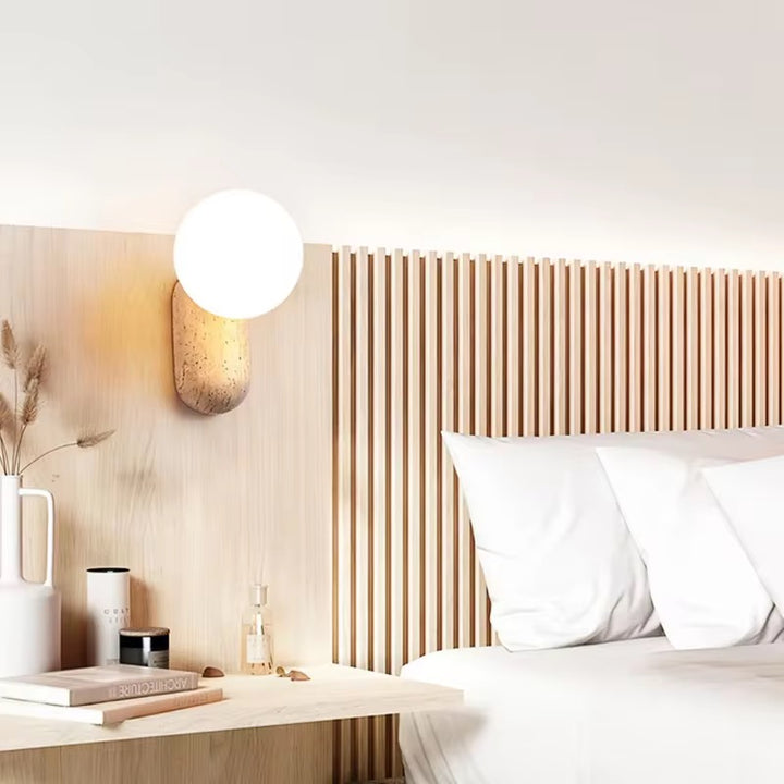 Modern Aged Brass Wall Sconce with Opal Globe