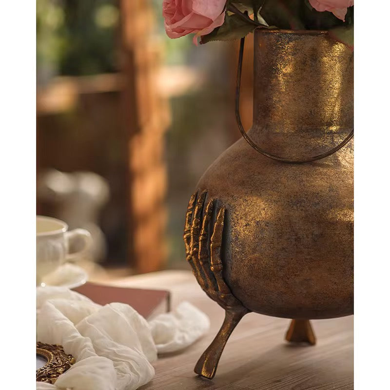 Antique Gold Vase with Sculpted Hands