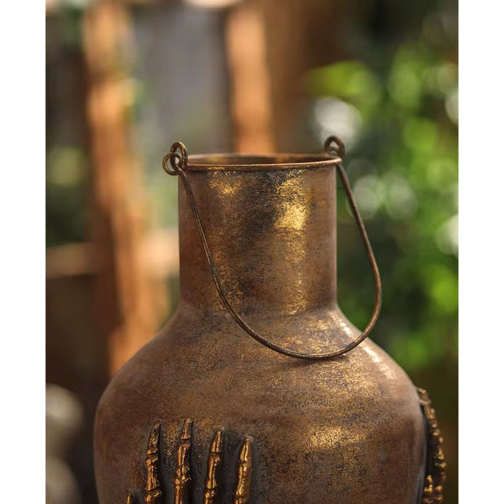 Antique Gold Vase with Sculpted Hands